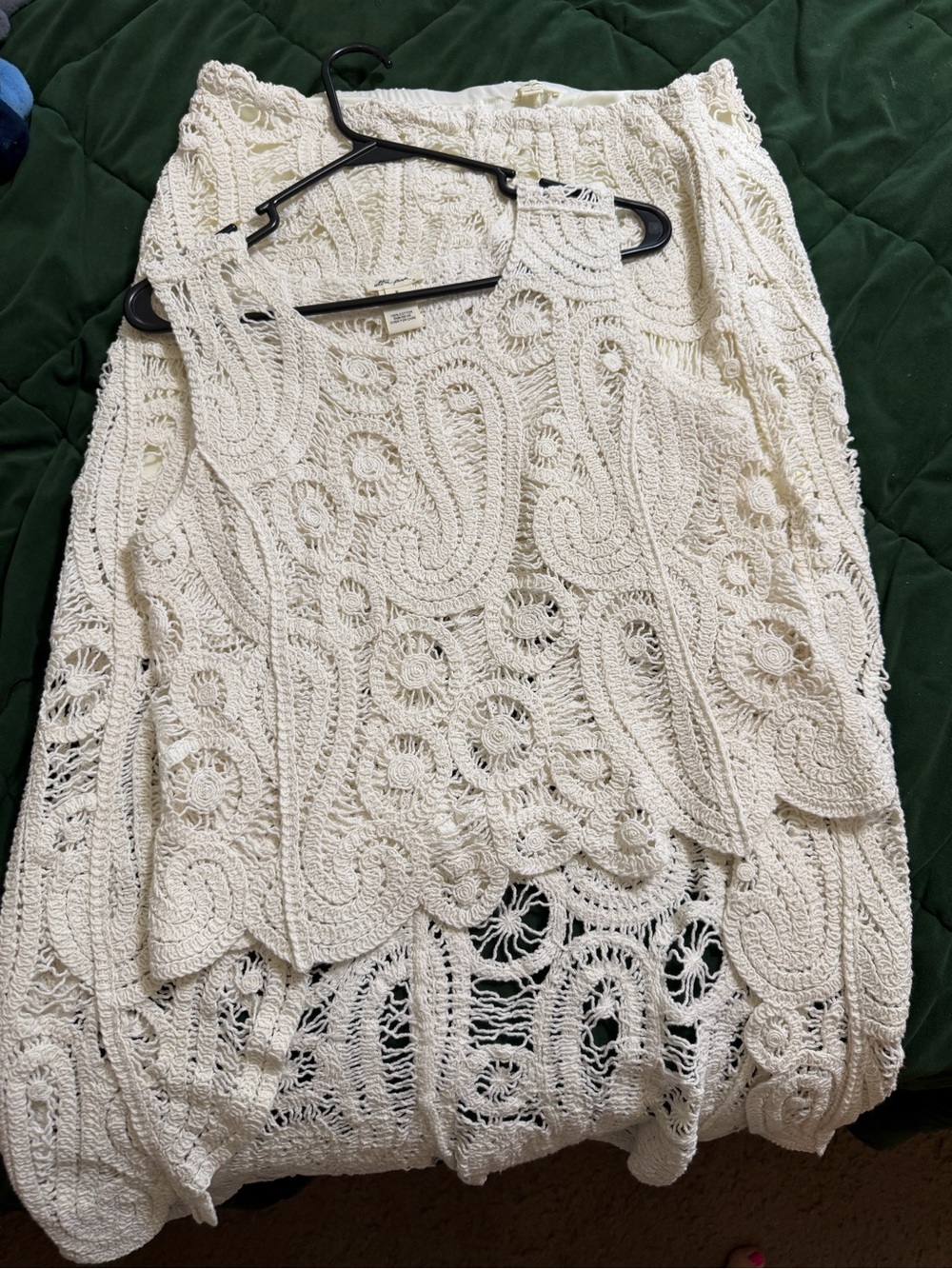 Cream Crochet Tank and Skirt with Scalloped Trim